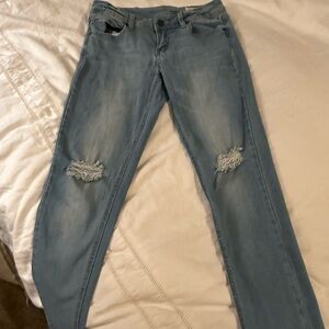 Blue Skinny Distressed Jeans with Knee Rips brand wishlist Junior size 5